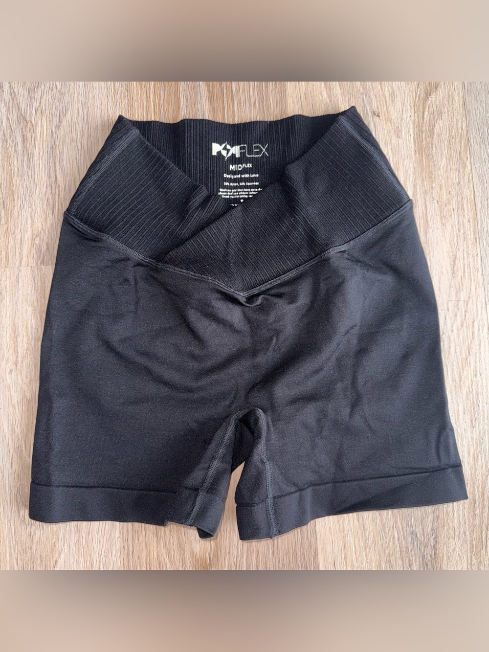 Popflex Black Cross Front Athletic Shorts - Size Small